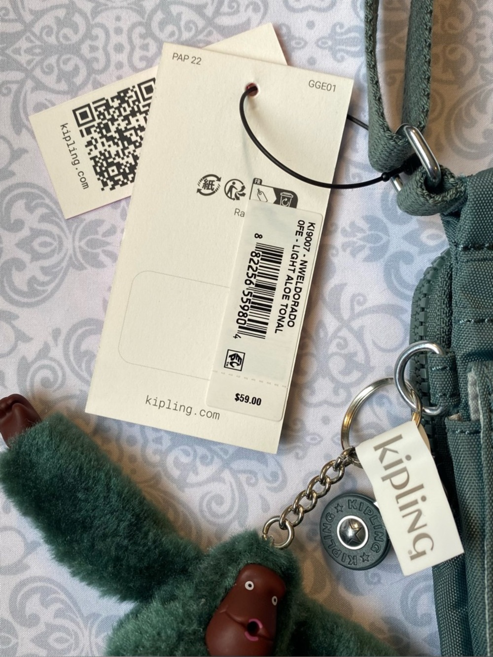 NWT Kipling Compact Crossbody Bag with Adjustable Strap & Plush Monkey Keychain - Picture 13 of 16